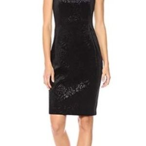 Calvin Klein Black Sleeveless Flocked Velvet Dress
